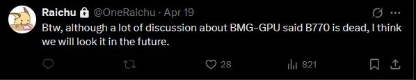 Intel Arc B770 16GB GPU Still in Development and Not Scrapped