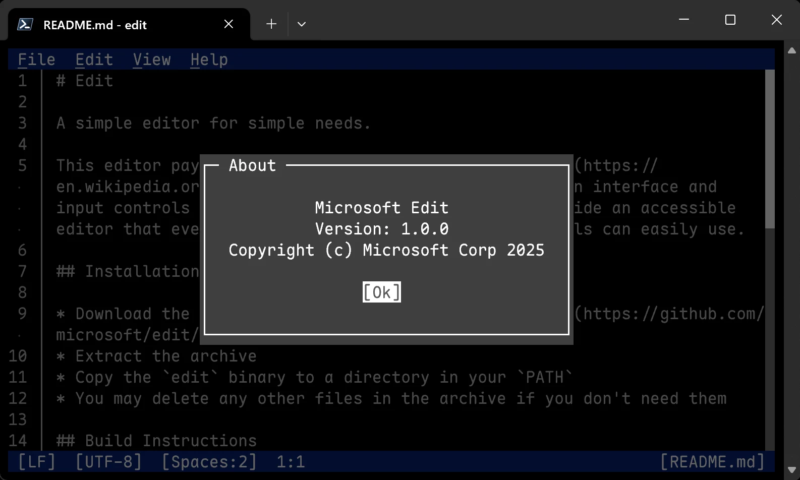 Microsoft Launches Edit: Free Command-Line Text Editor for x64 Windows