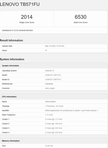 Lenovo Yoga Pad Pro 14.5 Appears on Geekbench with SS1101 Chip