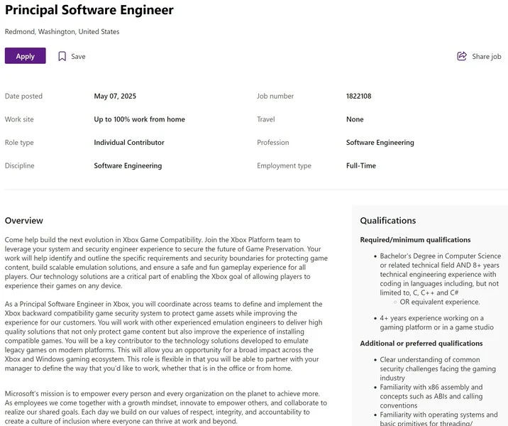 Microsoft Job Posting Signals Game Emulation on New Xbox Console