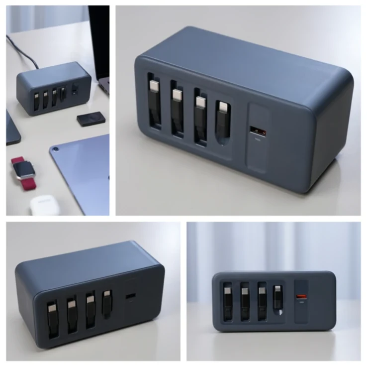 Muitavy Desktop Charger: Three Retractable Cables Crowdfunding