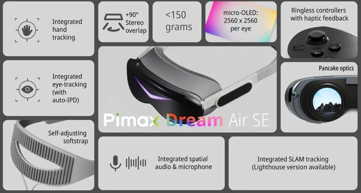 Pimax Dream Air SE: Affordable Lightweight VR Headset with Eye Tracking