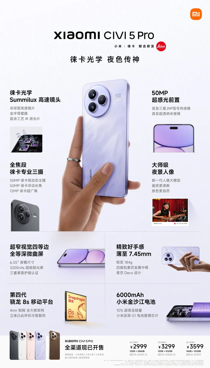 Xiaomi Civi 5 Pro Launches with Key Upgrades from Civi 4 Pro