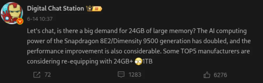 2026 Android Flagships May Feature 24GB RAM with AI Advancements