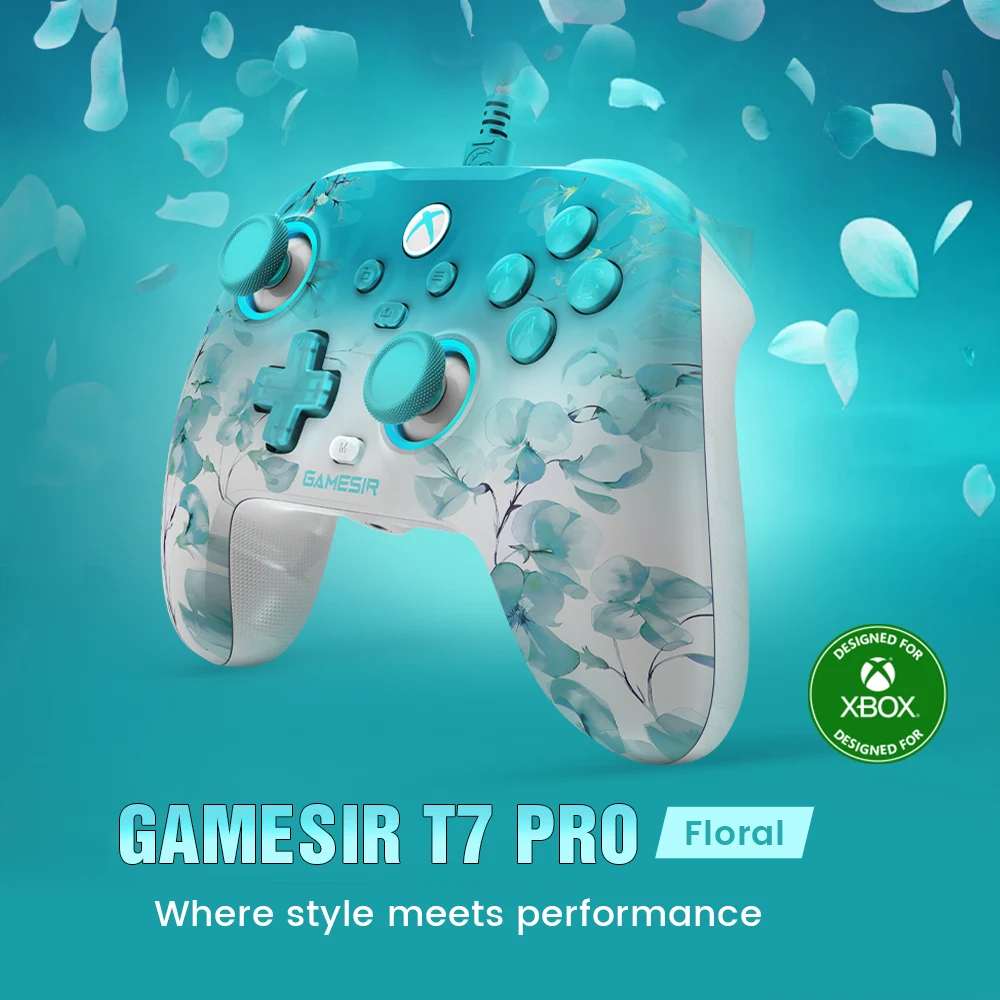 GameSir T7 Pro Floral Wired Gaming Controller with Hall Effect Joysticks