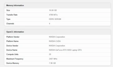 GeForce RTX 5050 Laptop GPU Geekbench Specs Revealed