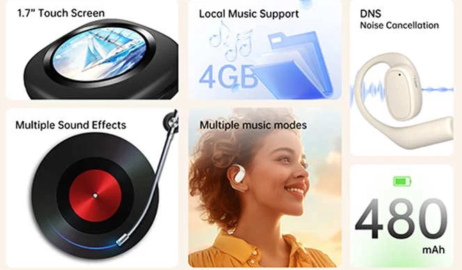 Wave X5L Wireless Earbuds with Local Storage and Smartwatch Features
