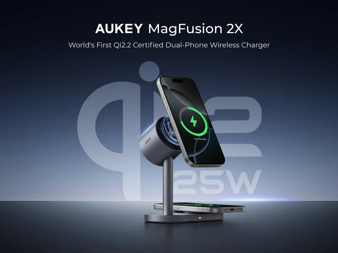 Aukey MagFusion 2X Dual-Phone Wireless Charger with Qi2.2 Upgrade