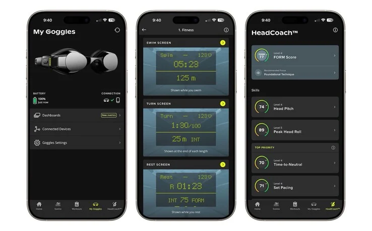 Smart Swim 2 Pro Goggles: Heart Rate, Distance & More Displayed