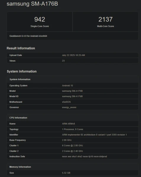 Galaxy A17 Geekbench Listing Shows No SoC Upgrade