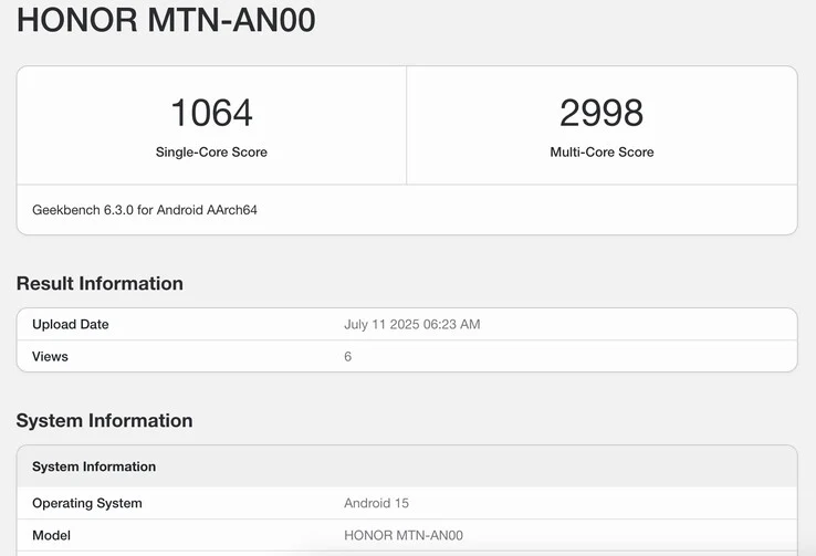 Honor X70 Hits Geekbench 6: Snapdragon 6 Gen 4 Performance Revealed