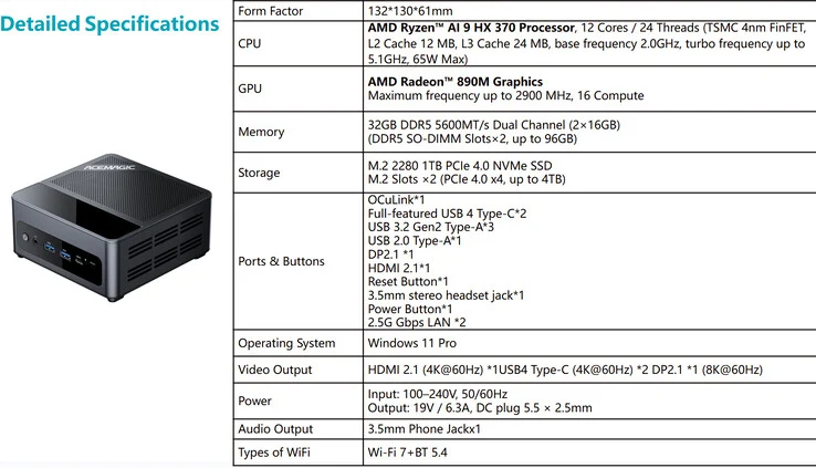 Acemagic F5A Mini PC: Strix Point with OCuLink & Dual USB4 Ports
