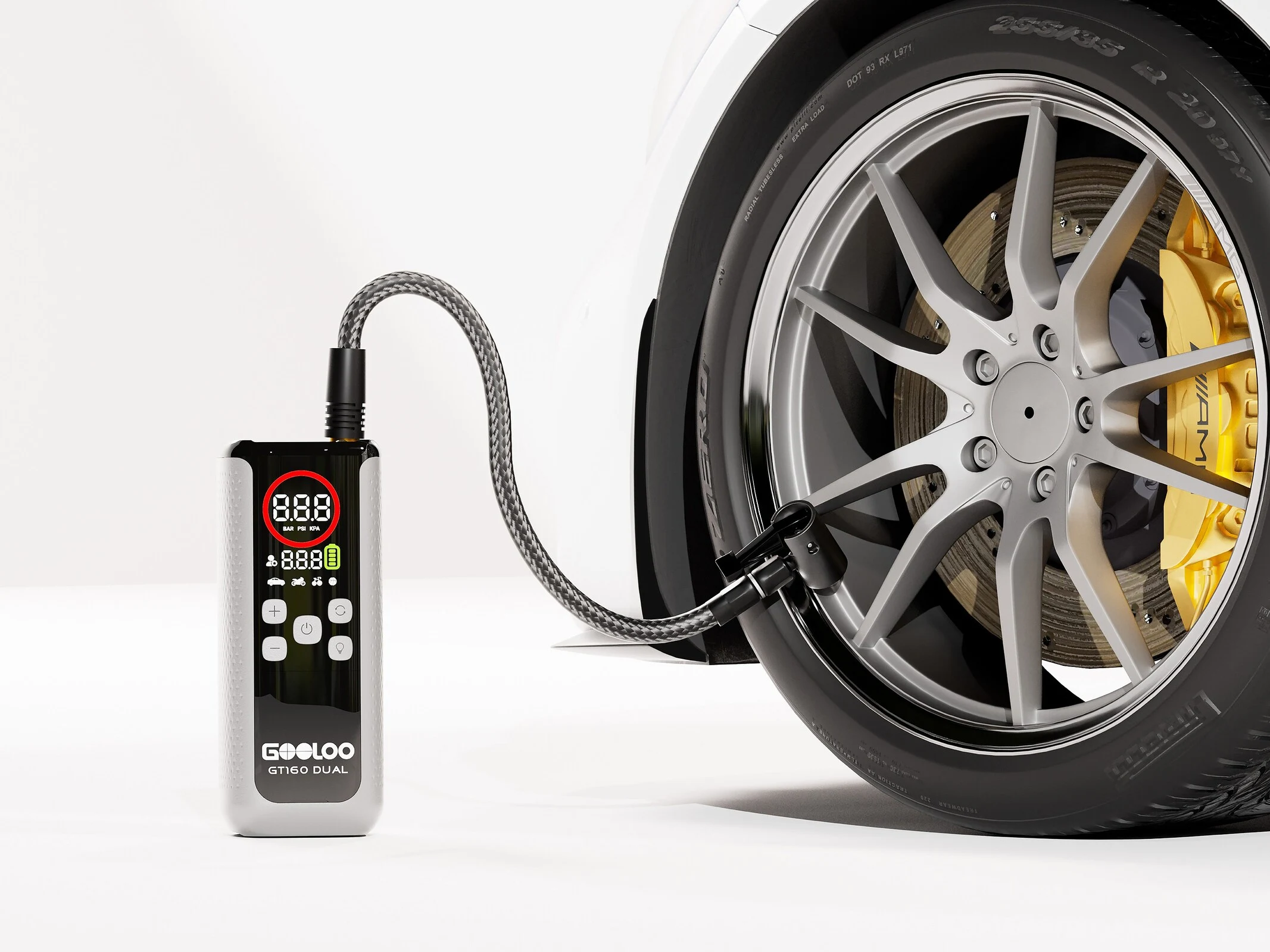Gooloo GT160: Portable Tire Inflator and Power Bank 10,000mAh