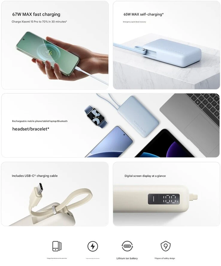 Xiaomi Unveils Affordable Power Bank with Built-in Cable & 67W Fast Charge