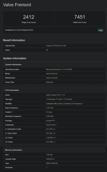 Valve Fremont Console Leaks on Geekbench with AMD Hardware