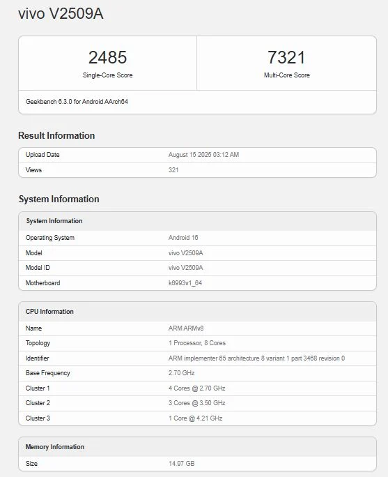 MediaTek Dimensity 9500 Underwhelms on Geekbench with Vivo X300