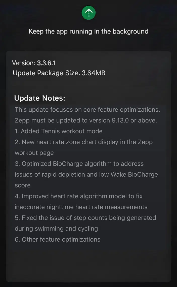 Amazfit Helio Strap Update: Now Supports Tennis Tracking