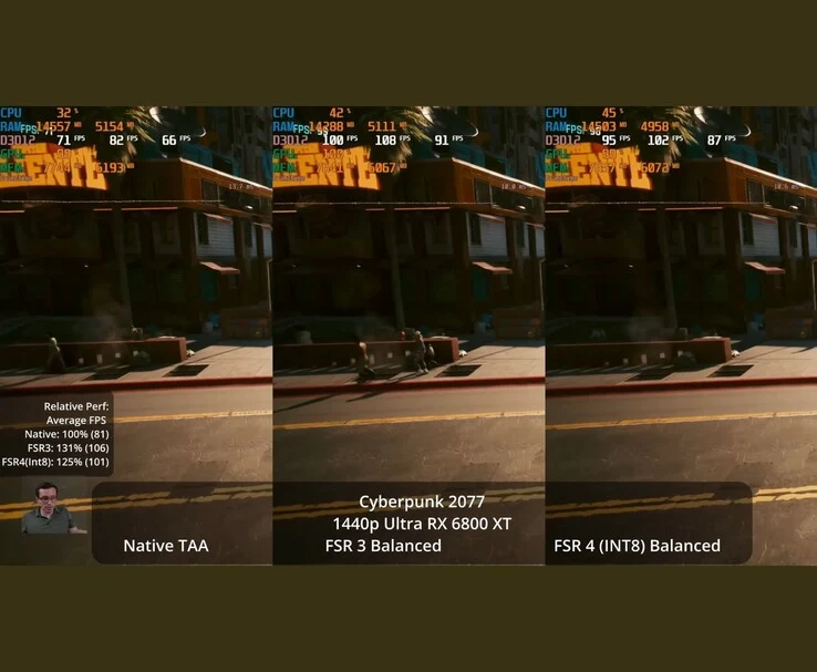 FSR 4 Increases Image Quality on RX 6800 XT in Cyberpunk 2077
