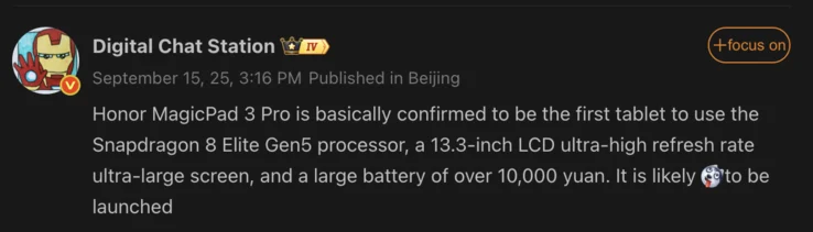 Honor MagicPad 3 Pro: First Tablet with Snapdragon 8 Elite Gen 5