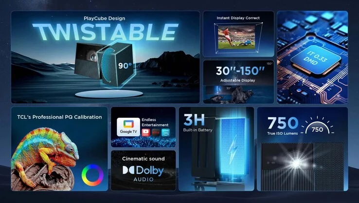 TCL PlayCube: Portable Cube Projector with Google TV and 66 Wh Battery