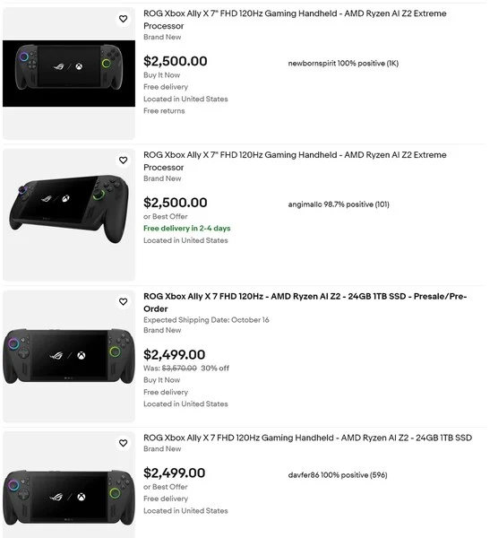 Scalpers List ROG Ally Xbox Prices Soar to $2500 After Sellout