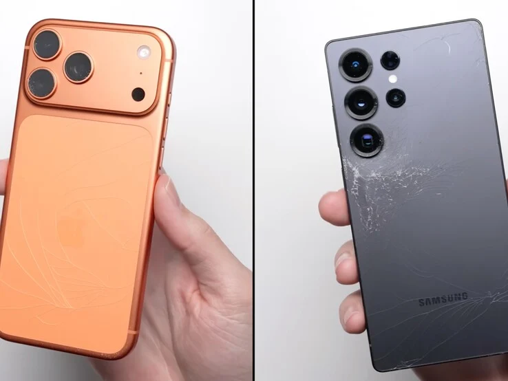 iPhone 17 Pro Max vs Galaxy S25 Ultra Drop Test Comparison