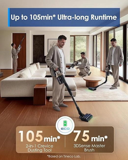 Tineco Pure One A90S Cordless Vacuum: DustSense & 105 Min Runtime