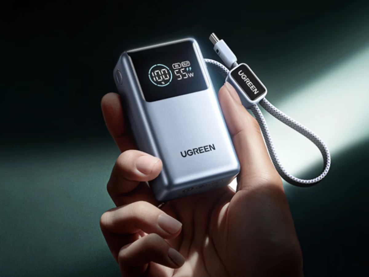 Ugreen Unveils Compact 55W Power Bank with Built-In Cable