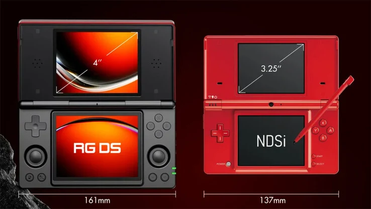 New Anbernic RG DS vs Nintendo DSi Dual-Screen Comparison Images