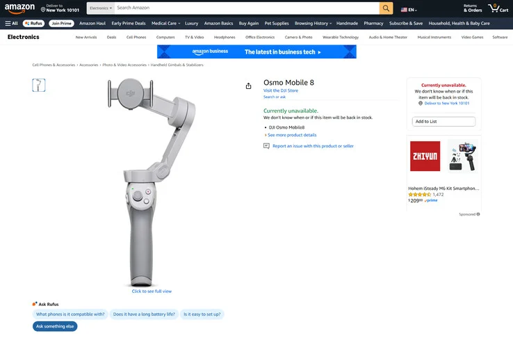 DJI Osmo Mobile 8 Gimbal Leaks in Retail Listing; Pro Model Rumored