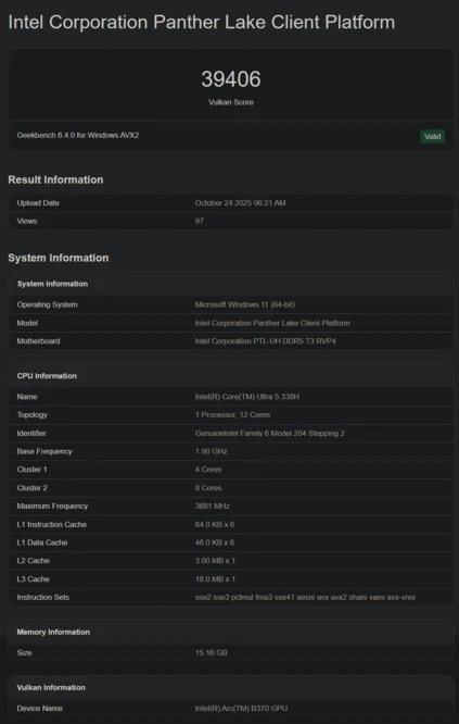 Intel Panther Lake Leak Unveils New iGPU Naming Scheme