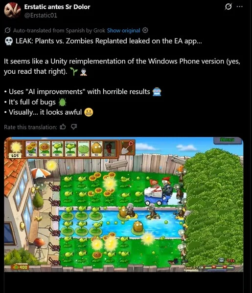 Plants vs. Zombies Replanted Leaks Reveal Disappointing AI Upscaling