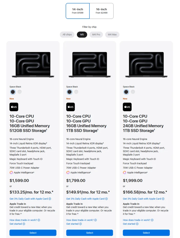 Apple 14-inch MacBook Pro: M5 Chip, 24-Hour Battery, $1,599.99