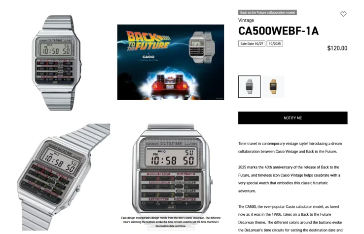 Casio Back to the Future Calculator Watch US Release Date Announced