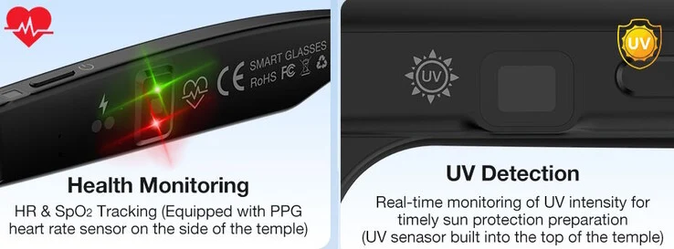 BlitzWolf BW-AG1 Smart Glasses: Heart Rate, UV Sensor, Audio Features