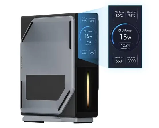 Sleek Mini PC with Custom Display and Intel Twin Lake Processor Upgrade