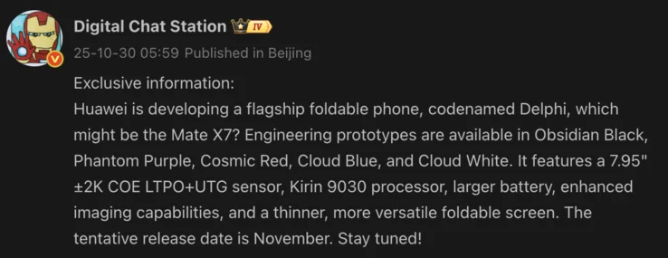 Huawei Mate X7: Leaked Details Before November Launch