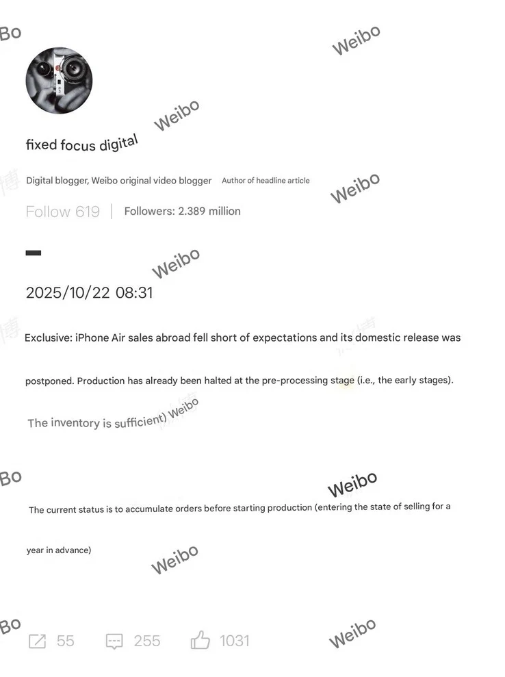 Apple iPhone Air Faces Flop: Low Demand and Rumors of Discontinuation