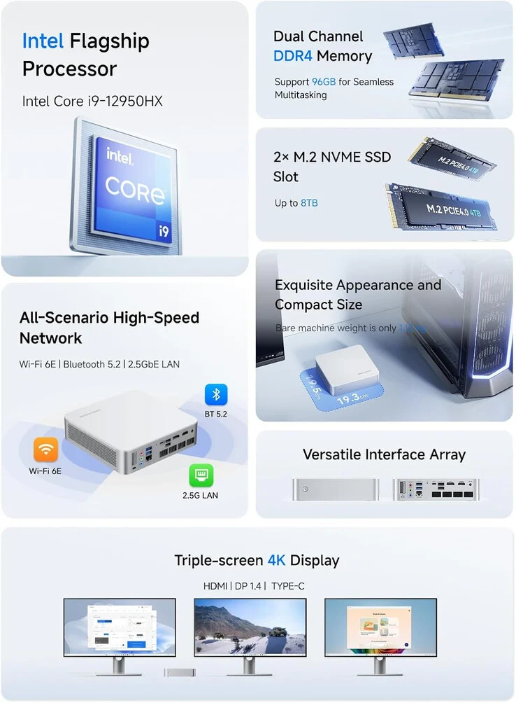 Minisforum M1-1295 Mini-PC: Intel Core i9-12950HX, 64GB RAM