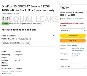 OnePlus 15 Features Huge 7,300mAh Battery Launching Worldwide