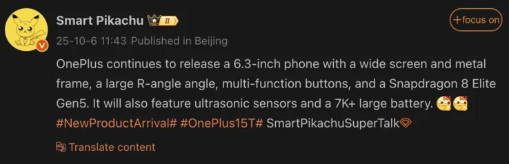OnePlus 15T Release Date and Key Specifications Revealed