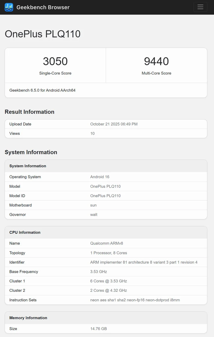 OnePlus Ace 6 vs OnePlus 13: Early Benchmarks with Snapdragon 8 Elite