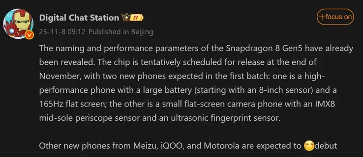 Sub-Flagship Phones with Snapdragon 8 Gen 5 Set for Launch