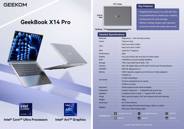 Geekom GeekBook X14 Pro: Lightweight Metal Laptop Under 1kg