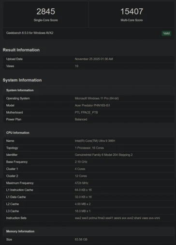 Intel Core Ultra 9 386H and 5 322 CPUs Launch with Acer Laptops