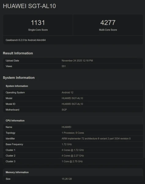 Kirin 9030: SMIC's First 5nm Smartphone SoC Appears on Geekbench