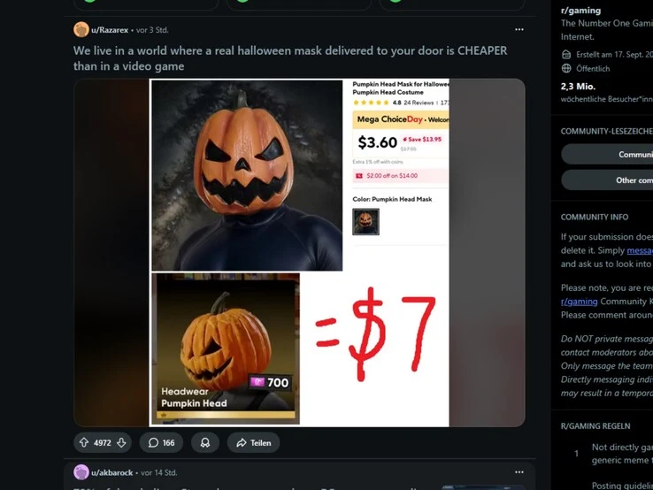 Fortnite Skin Costs More Than Real Halloween Masks, Reddit Reacts