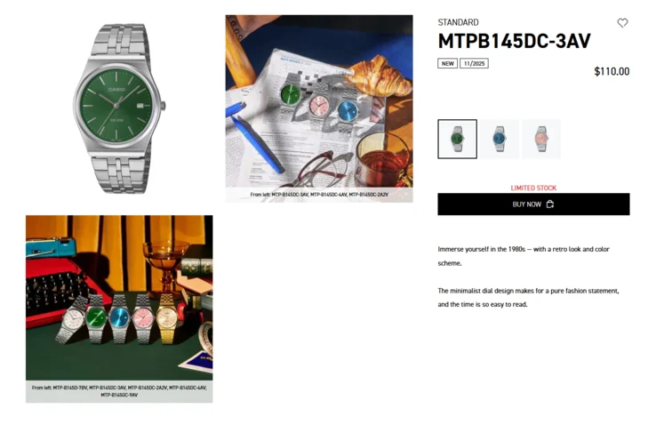 Buy the New Casio Retro MTPB145DC Stainless Steel Watch in the US