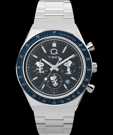 New Timex Stainless Steel Chronograph with Snoopy Sub-Dials