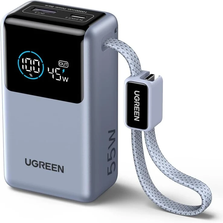 Ugreen Launches Compact 55W Power Bank with Built-In Cable